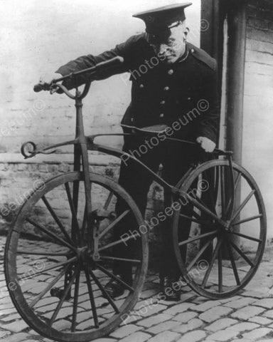 Antique Bicycle & Police Officer Vintage 8x10 Reprint Of Old Photo - Photoseeum