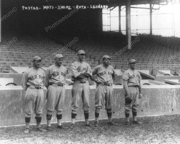  Babe Ruth with Red Sox in Dugout Classic Baseball 8x12