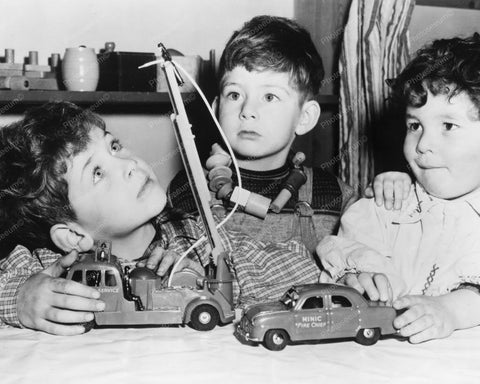 Cute Little Boys Play With Toy Cars! 8x10 Reprint Of Old Photo - Photoseeum