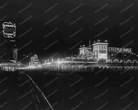 Atlantic City Boardwalk At Night 1910s 8x10 Reprint Of Old Photo - Photoseeum
