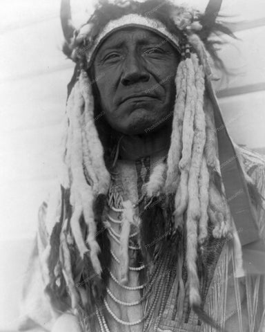 Cheyenne Indian With Bull Horns Vintage 8x10 Reprint Of Old Photo - Photoseeum
