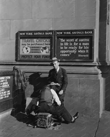 New York Savings Bank Shoe Shine Vintage 8x10 Reprint Of Old Photo - Photoseeum