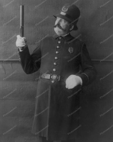Policeman Holding A Night Stick 1909 Vintage 8x10 Reprint Of Old Photo - Photoseeum