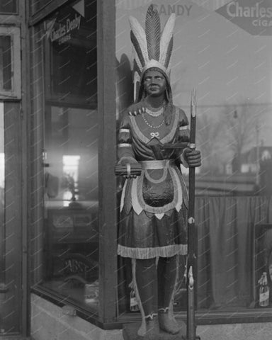 Wooden Indian Cigar Statue Vintage 8x10 Reprint Of Old Photo 1 - Photoseeum