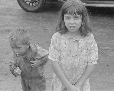 Brother & Sister Depression Era 1938 Vintage 8x10 Reprint Of Old Photo - Photoseeum