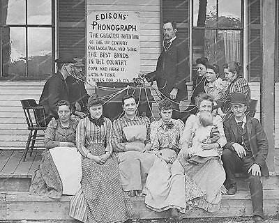 Edison Phonograph 1800's Multple Users Vintage 8x10 Reprint Of Old Photo - Photoseeum