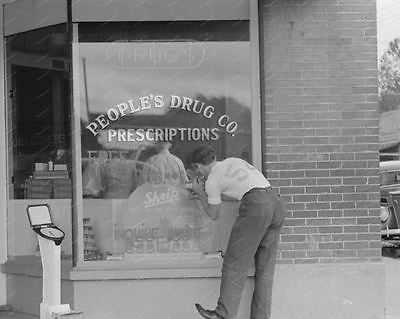 Penny Weight Scale Drug Store Window 1938 Vintage 8x10 Reprint Of Old Photo - Photoseeum