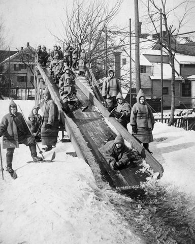 Sled Slide 1910 Vintage 8x10 Reprint Of Old Photo - Photoseeum