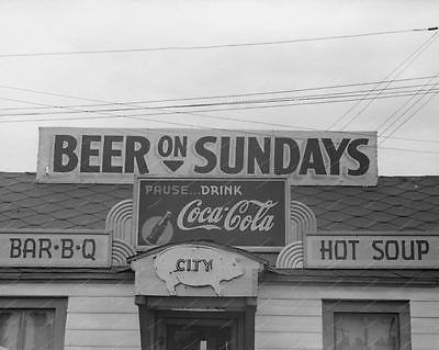 Beer On Sundays Coca Cola Diner 1940 Vintage 8x10 Reprint Of Old Photo - Photoseeum