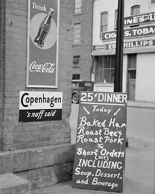 Coca Cola Sign 25 Cent Dinner Vintage 8x10 Reprint Of Old Photo - Photoseeum
