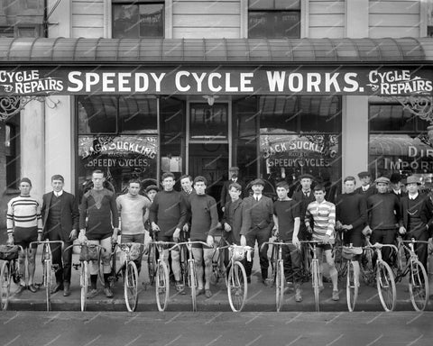 Speedy Cycle Works 1913 Bicycle Repair Shop Vintage 8x10 Reprint Of Old Photo - Photoseeum
