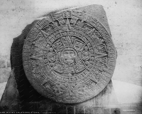 Aztec Calendar Stone 1880 Vintage 8x10 Reprint Of Old Photo - Photoseeum