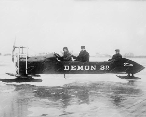 Demon 3D Racing 1915 Ice Sled Vintage 8x10 Reprint Of Old Photo - Photoseeum