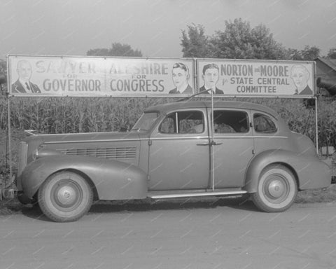 Governor Billboard Car 1938 Vintage 8x10 Reprint Of Old Photo - Photoseeum