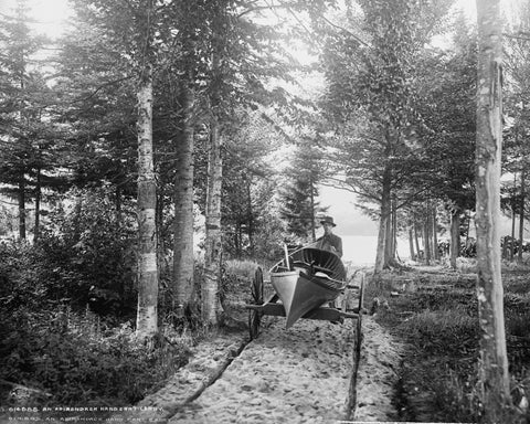Hand Cart For Canoe 1902 Vintage 8x10 Reprint Of Old Photo - Photoseeum