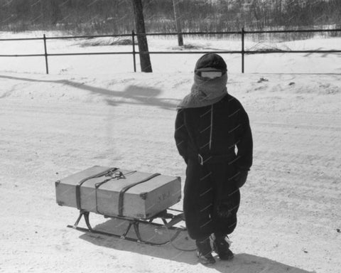 Suitcase In Snow 1939 Vintage 8x10 Reprint Of Old Photo 2 - Photoseeum