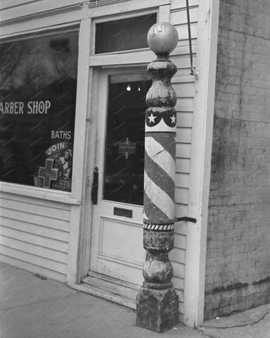 Wooden Barber Pole Shop Vintage 8x10 Reprint Of Old Photo - Photoseeum