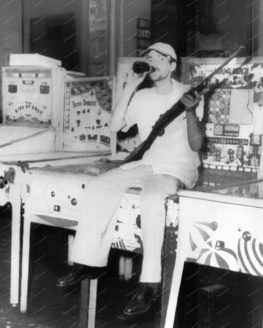 Cuban Soldier Sitting On Pinball Machine 8x10 Reprint Of Old Photo - Photoseeum