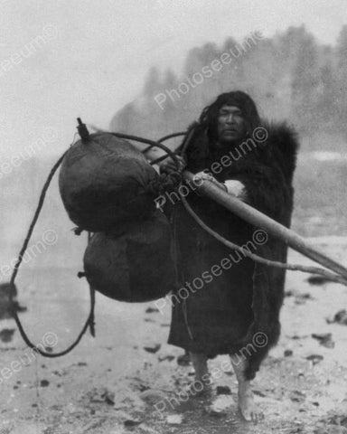 Makah Whaler With Harpoon Vintage 8x10 Reprint Of Old Photo - Photoseeum