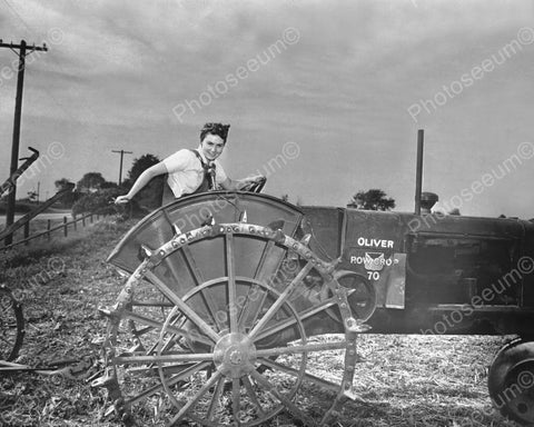 Woman Drives Oliver Tractor 1930s Farm 8x10 Reprint Of Old Photo - Photoseeum