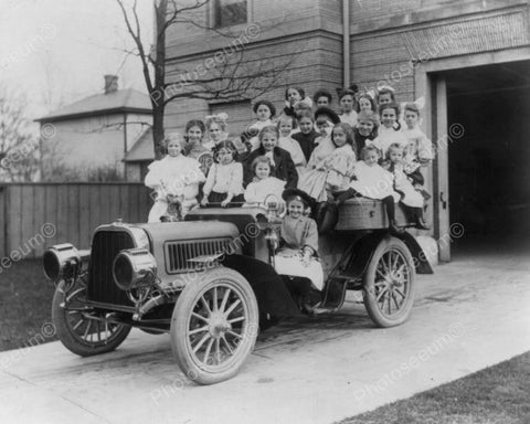 Antique Pope Toledo Car With Young Girls 8x10 Reprint Of Old Photo - Photoseeum