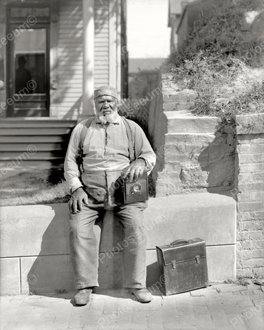 Man Listening To Radio On The Street Vintage 8x10 Reprint Of Old Photo - Photoseeum
