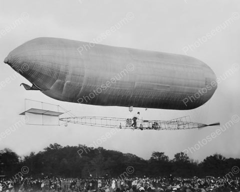 Baldwin Balloon Dirigible In Air 1900s 8x10 Reprint Of Old Photo - Photoseeum