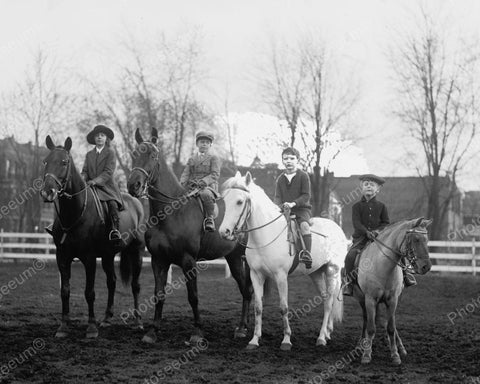 Children Horseback Riding 1923 Vintage 8x10 Reprint Of Old Photo - Photoseeum