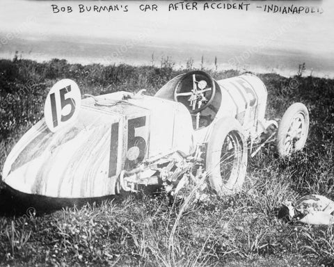 Bob Burman's Car After Accident Indianapolis 8x10 Reprint Of Old Photo - Photoseeum