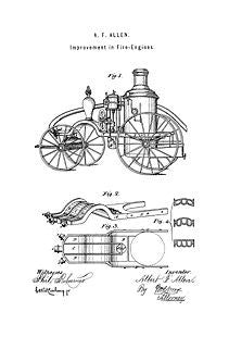 USA Patent Fire Engine 1870's Fireman Drawings - Photoseeum