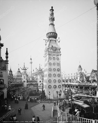 Main Tower Luna Park Coney Island 1905 Vintage 8x10 Reprint Of Old Photo - Photoseeum