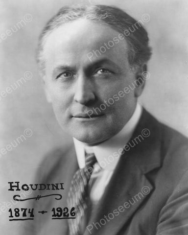 Houdini Classic Close Up Portrait 1900s 8x10 Reprint Of Old Photo - Photoseeum