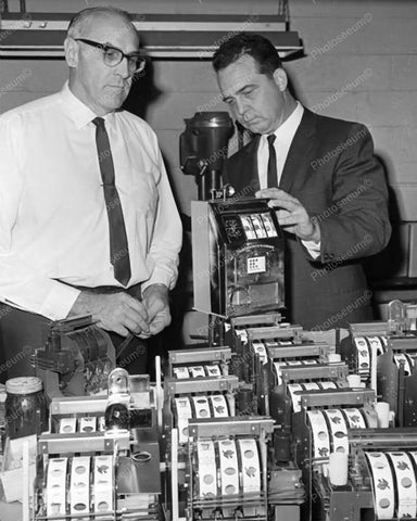 Agents Examine Slot Machines Vintage 8x10 Reprint Of Old Photo - Photoseeum