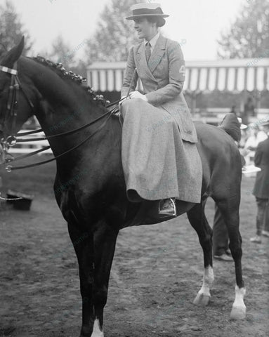 Equestrian Lady Side Saddle On Horse 1916 Vintage 8x10 Reprint Of Old Photo - Photoseeum
