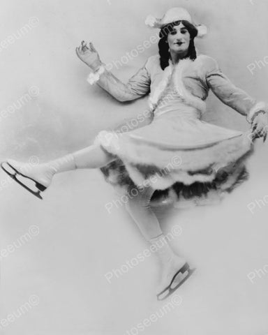 Fred Stoneasa As Female Ice Skater 1930 Vintage 8x10 Reprint Of Old Photo - Photoseeum