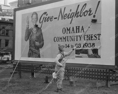 Give Neighbor Billboard 1938 Vintage 8x10 Reprint Of Old Photo - Photoseeum