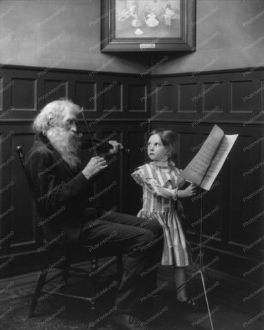 Victorian Little Girl & Violin Music 8x10 Reprint Of Old Photo - Photoseeum
