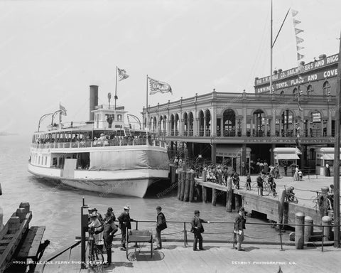 Vintage Ferry Boat At Dock Michigan 8x10 Reprint Of Old Photo - Photoseeum