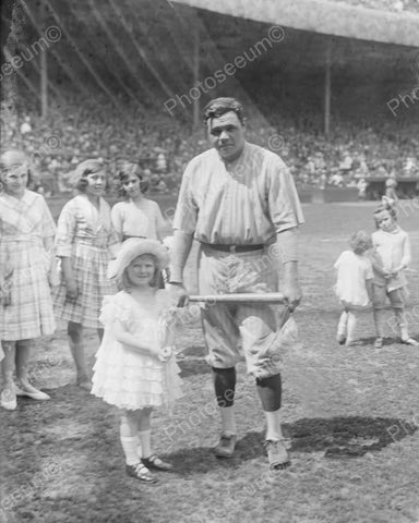 Babe Ruth With Cute Little Girl New York Vintage 8x10 Reprint Of Old Photo - Photoseeum