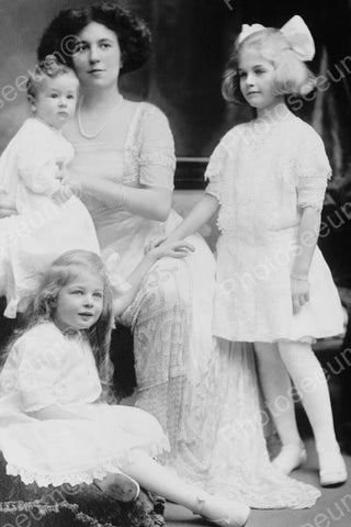 Mother & Girls Beautiful All In White 4x6 Reprint Of Old Photo - Photoseeum