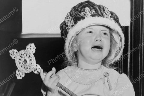 Unhappy Queen! Little Girl In Dress Up 4x6 Reprint Of Old Photo - Photoseeum