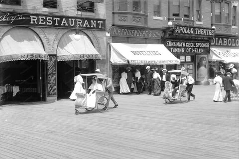 Atlantic City Boardwalk Hand Buggies 1920 4x6 Reprint Of Old Photo - Photoseeum