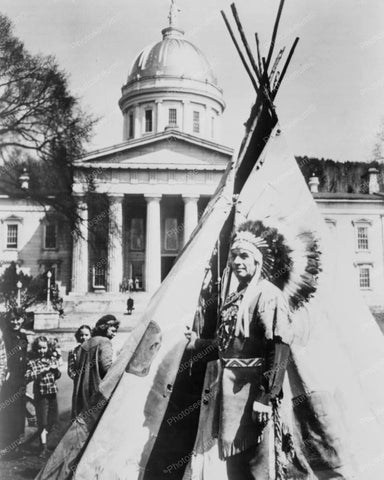 Chief With Tepee At Capitol Building Old 8x10 Reprint Of Old Photo - Photoseeum