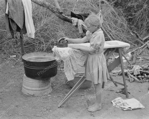 Young Girl Ironing Clothes 1939 Vintage 8x10 Reprint Of Old Photo - Photoseeum