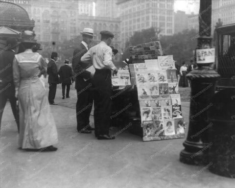 New York City News Stand Scene 1910s 8x10 Reprint Of Old Photo - Photoseeum