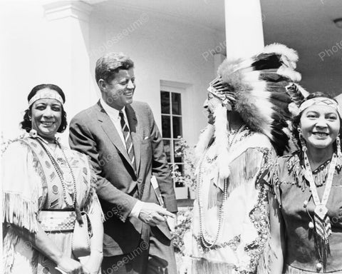 U.S. President Kennedy & Native Indians Vintage 1960s Reprint 8x10 Old Photo - Photoseeum