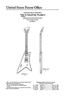 USA Patent Gibson Moderne Electric Guitar 1950's Drawings - Photoseeum