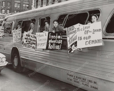 Freedom Group Hang Signs From Bus 1900s  8x10 Reprint Of Old Photo - Photoseeum