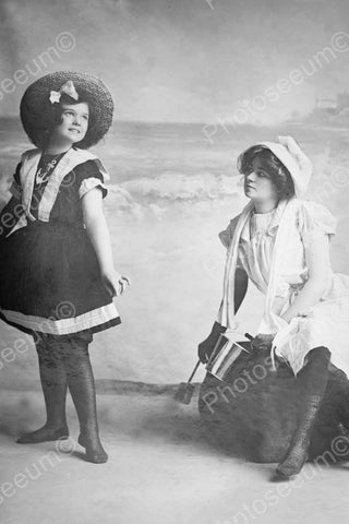 Victorian Girls At Beach Classic 4x6 Reprint Of Old Photo - Photoseeum