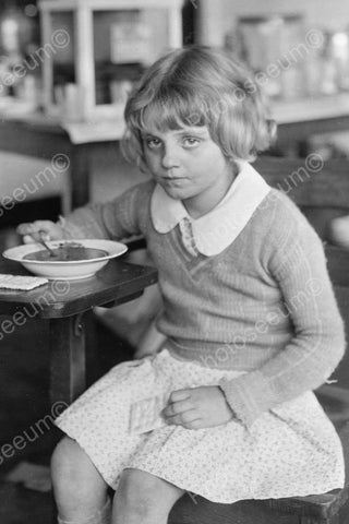 Young Girl Eats Soup 4x6 Reprint Of Old Photo - Photoseeum